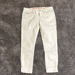 Rock Revival Cream Ankle Cropped Jeans